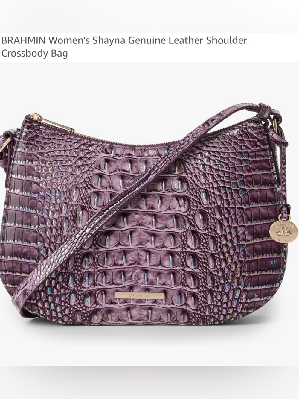 NWT❣️Brahmin Purple Croc-Embossed Leather Crossbody